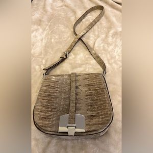 Michael Kors leather/snakeskin shoulder bag with adjustable strap, inside zip
